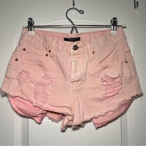 Forever 21 Light Pink Distressed Jean Shorts